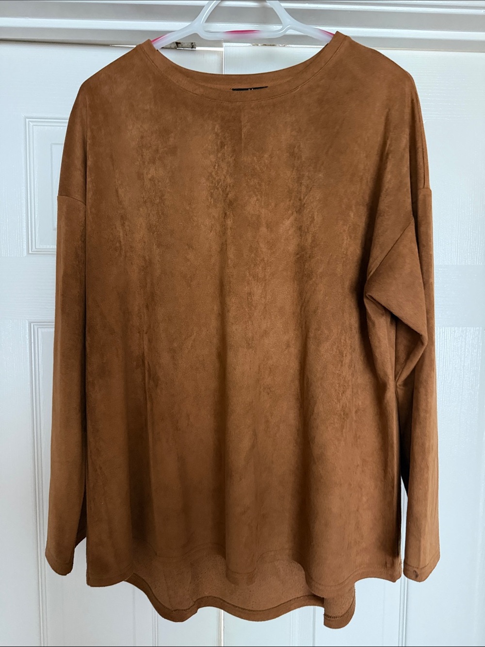 Joh. Faux Suede Chestnut Brown Long Sleeve Top